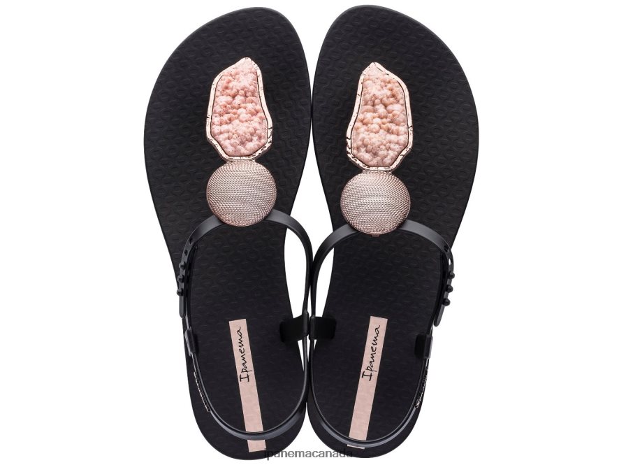 Women Elegant Sandal Crystal Ipanema Rose Black Footwear JX0T4N167